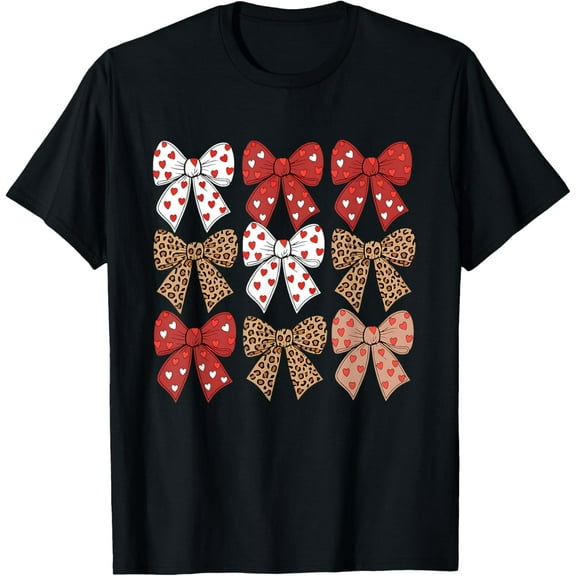 Cute Leopard Cheetah Print Coquette Bows Girl Ribbon Bow T-Shirt