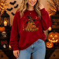 thumbnail image 1 of Cute Leopard Ghost Sweatshirt, Witch Hat Ghost Sweater, Spooky Season Halloween Crewneck, Cozy Fall Autumn Pullover, Halloween Gift for Her, 1 of 6