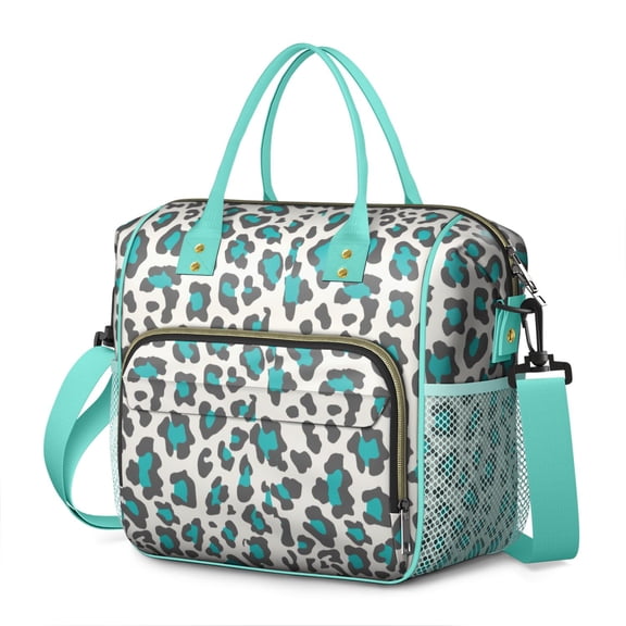 Cute Leopard Spots Insulated Lunch Bag – Reusable Cheetah Pattern Cooler Tote for Women, Leakproof Dual Compartment Design for Work, Travel