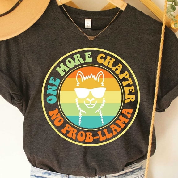 Cute Librarian Shirt One More Chapter No Prob-Llama Shirt Reading Teacher Shirt Funny Bookworm Shirt, Unisex T-Shirt