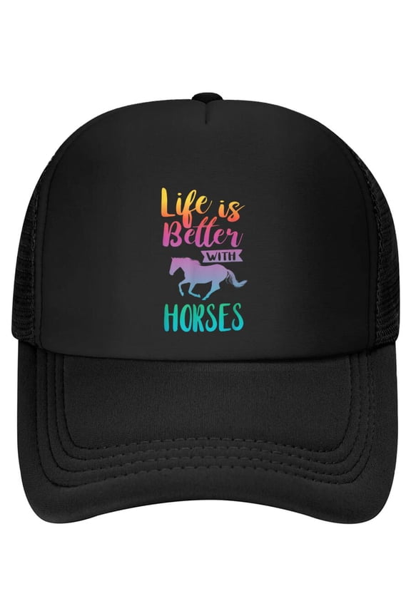 Cute Life Is Better With Horses Horseback Riding Baseball Cap
