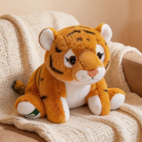 Cute Lifelike Tiger Stuffed Animal Doll Soft Chubbly Plush Tiger Forest Zoo Theme Decor Birthday Gift