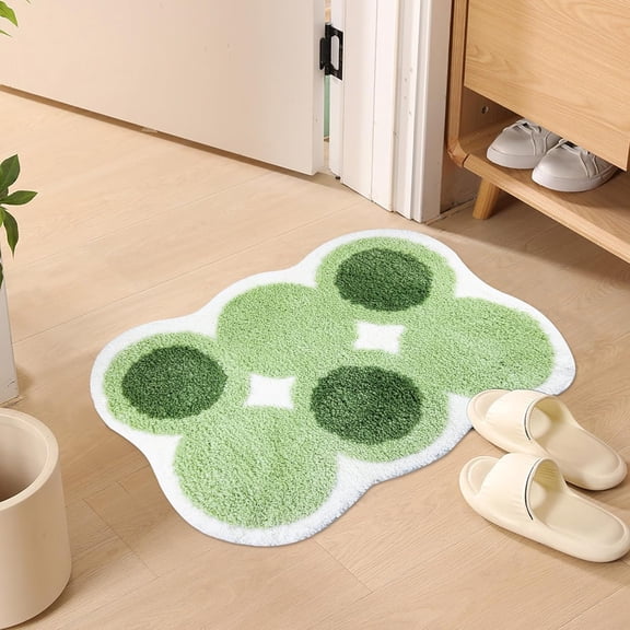 Cute Light Green Moss Bath Mat Washable Non-Slip Funny Bathroom Rug Cute Bathroom Mat Ultra Soft Microfiber Absorbent Floor Carpet for Shower Tub Bedroom 32" x 20"