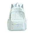 thumbnail image 1 of Cute Lightweight School Backpack for Teen Girls, Waterproof Nylon Student Rucksack with Star Moon Embroidery, Macaron Light Blue Daypack with Laptop Compartment & Side Pockets for Middle High School, 1 of 1