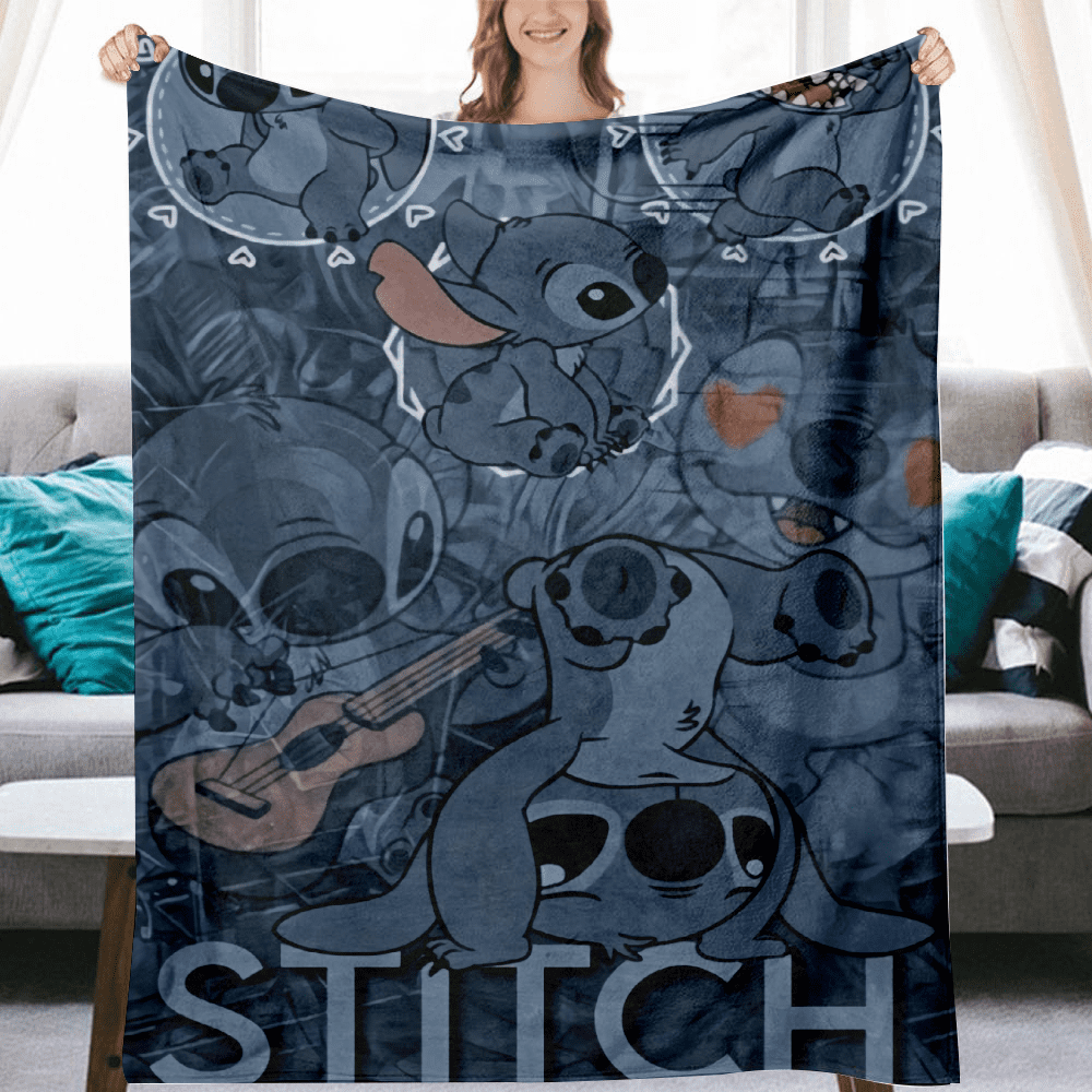 HRTLSS Anime Stitch Blanket for Girls Adults Kids Cartoon Plush Throw Blankets Room Decor for Bedroom Gifts for Girls Boys Baby Stuff 60x80