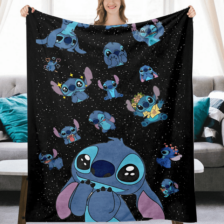 Bfrdollf Stitch Blanket, Flannel Blanket, Cuddly Blankets, Cartoon
