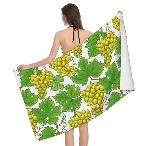 Cute Lime Green Grape Bath Towels, Microfiber Towel for Bathroom, Highly Absorbent Shower Towels, Quick Dry Large Towel, Yoga Sports Beach SPA Hotel Towel 32x52 Inch