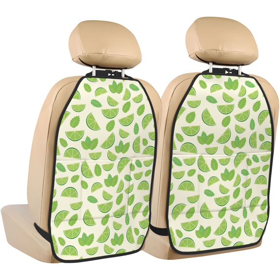 Cute Limes Teal Mats Back Seat Protectors, Car Seat Protector Vehicle Organizers Waterproof Cover Back Seat Cover for Kids with 3 Storage Pockets 2 Pack