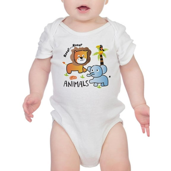 Cute Lion And Elephant Bodysuit Infant -Image by Shutterstock,  18 Months
