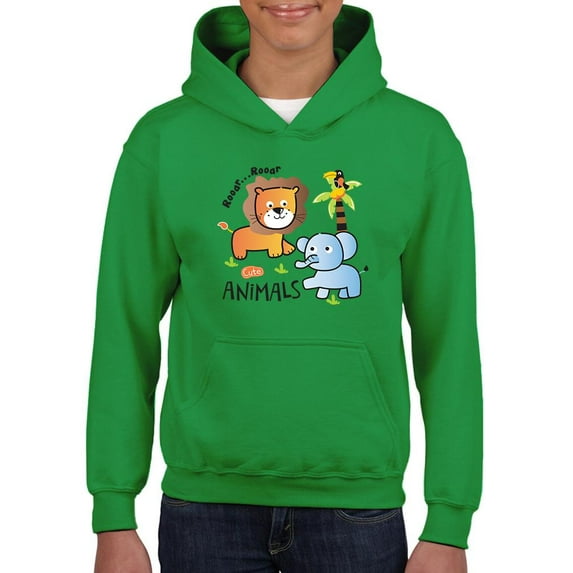 Cute Lion And Elephant Hoodie Juniors -Image by Shutterstock, Large