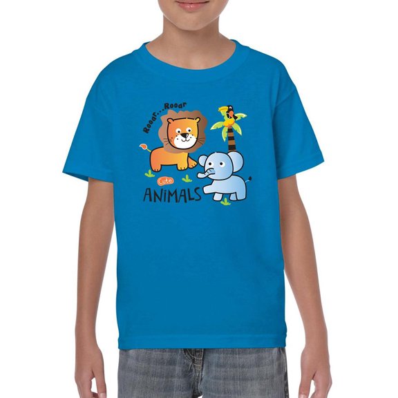 Cute Lion And Elephant T-Shirt Juniors -Image by Shutterstock,  Small