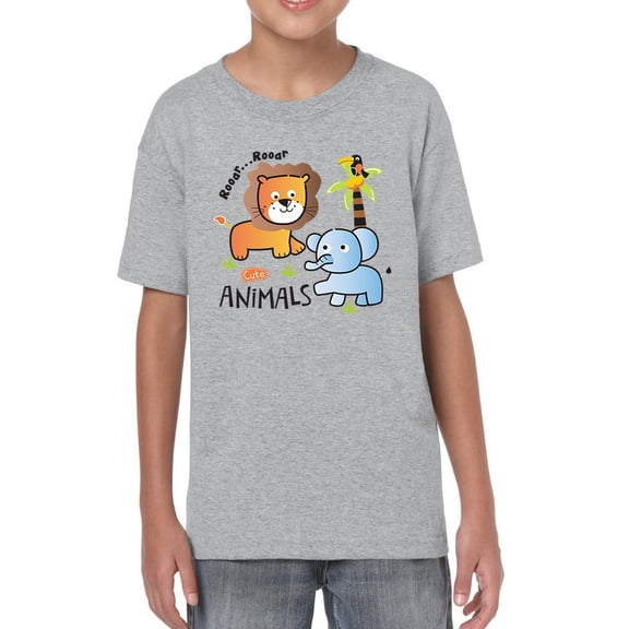 Cute Lion And Elephant T-Shirt Juniors -Image by Shutterstock,  x-Small