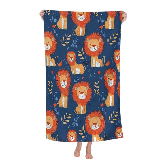 Cute Lion Bath Towel Soft and Highly Absorbent for Adults