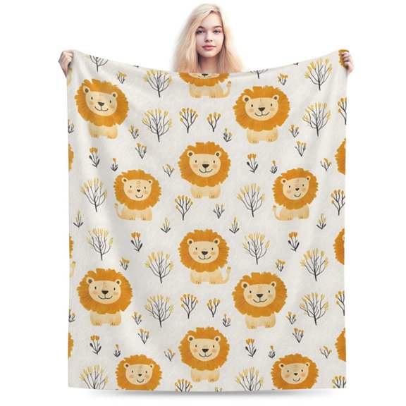 Cute Lion Blanket - Adorable Trees Fleece Throw Blanket Gifts for Adult 50x40