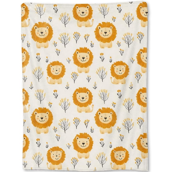 Cute Lion Blanket - Adorable Trees Fleece Throw,Gifts for Users Women men, Soft & Warm,Lightweight, for Modern Rustic Whimsical Decor, Animal Lovers, and Room Home Accents 40x50in