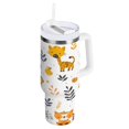 thumbnail image 1 of Cute Lion Giraffes Leaf Tiger Tumbler with Handle and Straw Lid 30 oz Insulated Vacuum Water Bottle Stainless Steel Travel Cup, 1 of 9