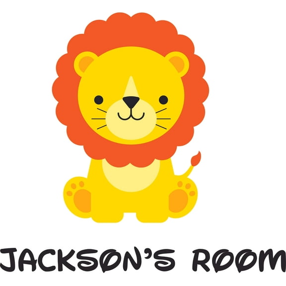 Cute Lion Lions Animal Animals Face Customized Wall Decal - Custom Vinyl Wall Art - Personalized Name - Baby Girls Boys Kids Bedroom Wall Decal Room Decor Wall Stickers Decoration Size (12x20 inch)