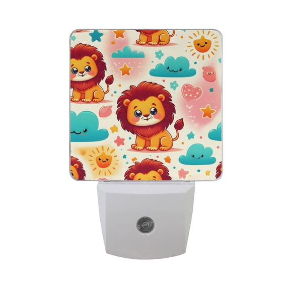 Cute Lion Sun Cloud Night Light 2 Pack LED Nightlight Plug into Wall Dusk to Dawn Sensor Soft White