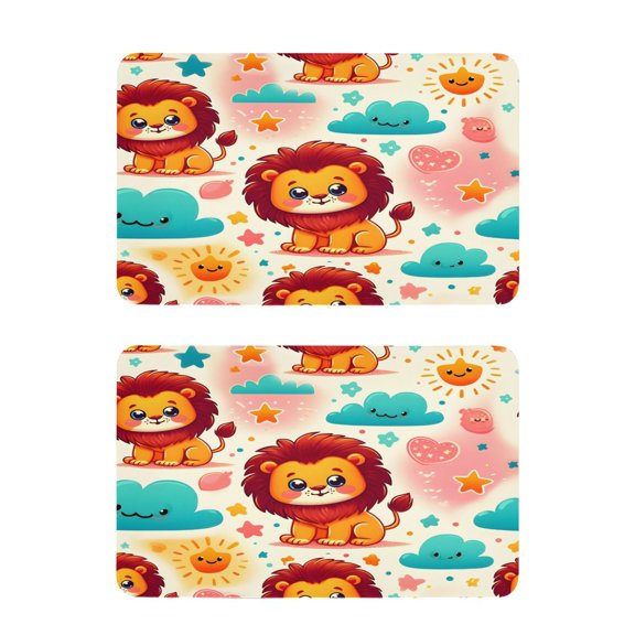 Cute Lion Sun Cloud Strong Fridge Magnets Refrigerator Magnets Sticker Decor for Whiteboards Locker 4"x2.5" 2 Pack