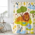 thumbnail image 1 of Cute Lion Waterproof Fabric Shower Curtain, Funny Animal Cartoon Modern Waterproof Fabric Shower Curtain for Bathroom Curtains Bathtubs Hotel Washable Shower Curtains with 12 Hooks Standard 66x72, 1 of 8