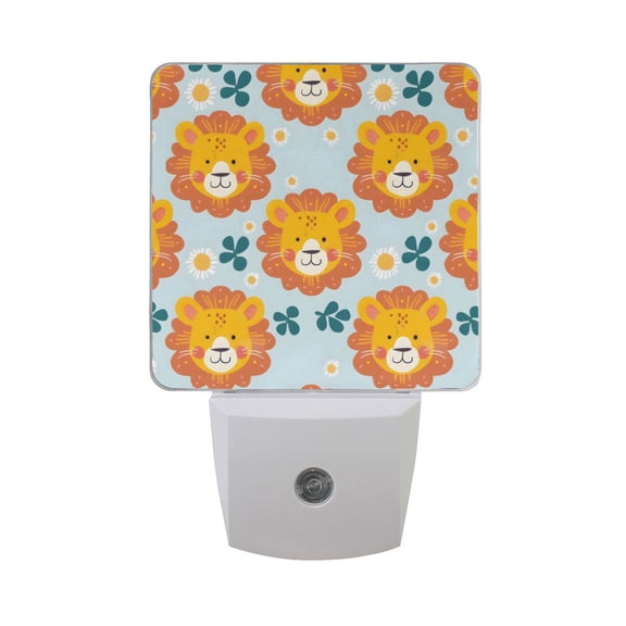 Cute Lions Daisies and Leaves LED Night Light with Smart Sensor Plug Into Wall Dusk to Dawn 2 packs