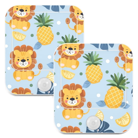 Cute Lions Pineapples Night Lights Plug into Wall LED with Auto Light Sensor Warm Light for Kids Hallway Bedroom Living Room Kitchen Bathroom Set of 2