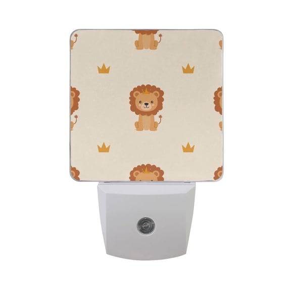 Cute Lions Sitting Together LED Night Light Sensor Lamp Plug-in Adjustable Brightness 2 Pack