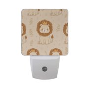 Cute Lions Sitting on Ground LED Night Light Sensor Lamp Plug-in Adjustable Brightness 2 Pack