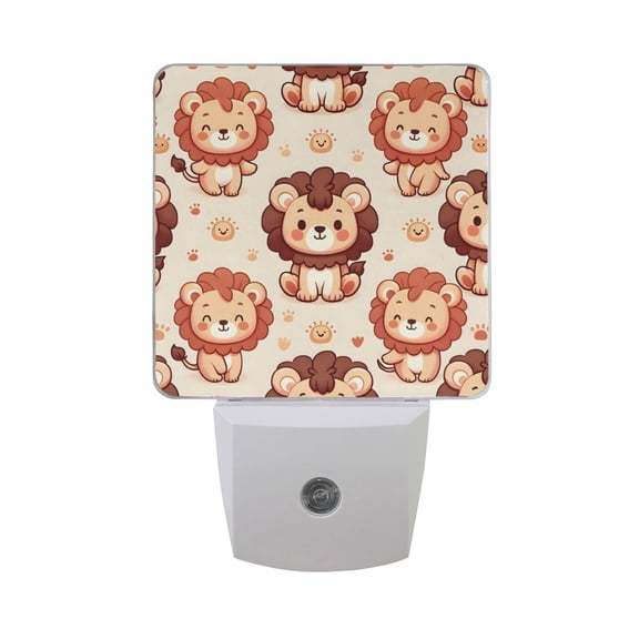 Cute Lions and Paw Print Night Light 2 Pack LED Nightlight Plug into Wall Dusk to Dawn Sensor Soft White
