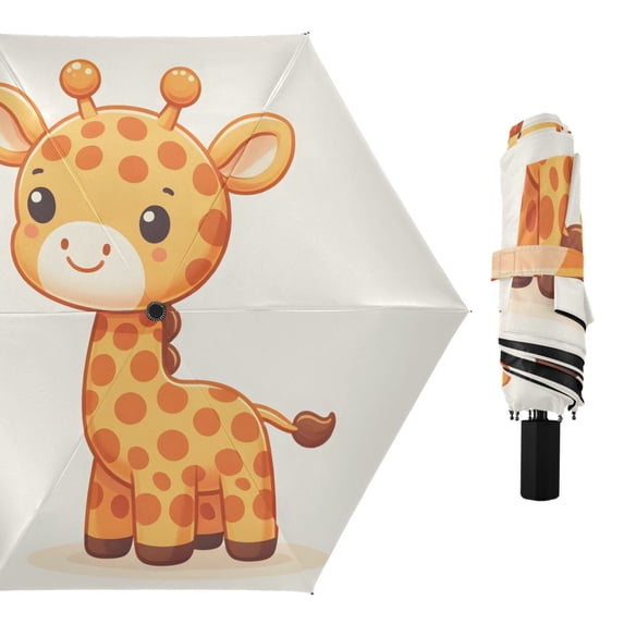 Cute Litter Giraffe Compact Sun Umbrella Windproof Travel Umbrellas for Rain Strong Portable UV Protection