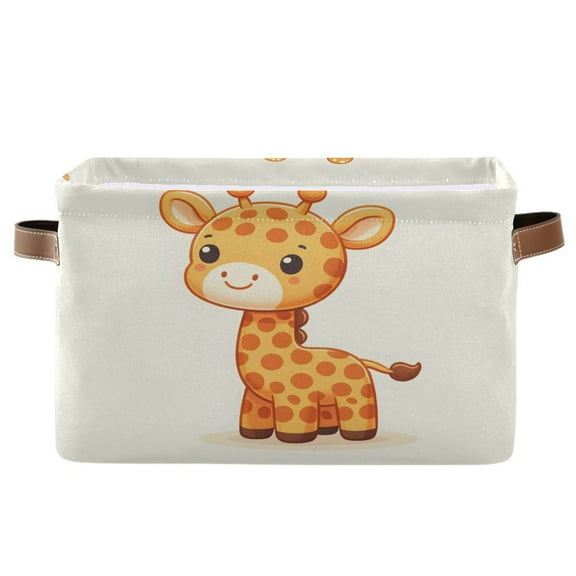 Cute Litter Giraffe Storage Bins with Handle Fabric Organizer Basket Foldable Box 1 Pack 14.2x10.2x8.3
