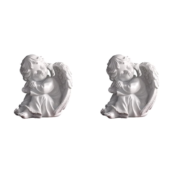 Cute Little Angel Statue Indoor And Outdoor Home 2PCS, 12 cm, White 2Packs