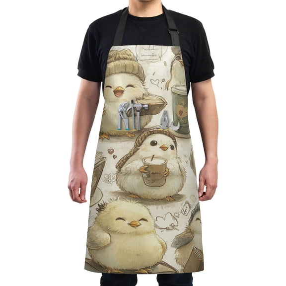 Cute Little Birds Chef Kitchen Apron with Pockets for Women Waterproof Aprons for Cooking Baking