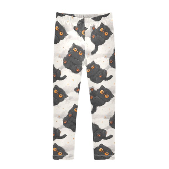 Cute Little Black Cat Printed Leggings Yoga Pants for in 4t to 10t