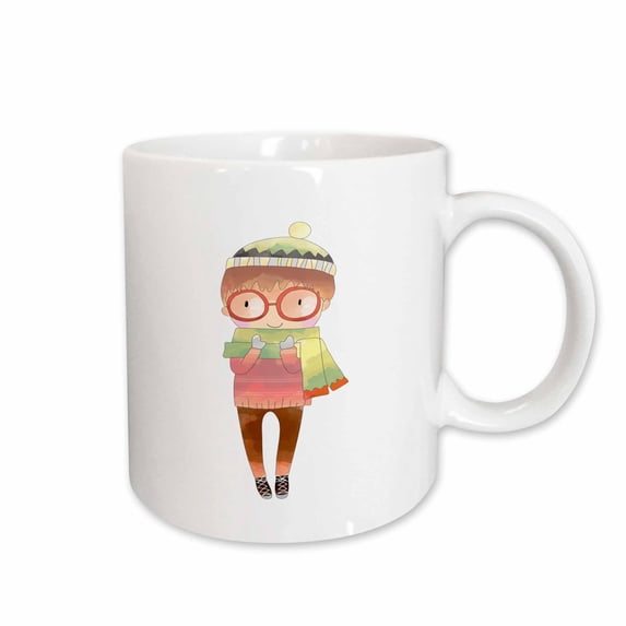 Cute Little Boy All Dressed For Winter With Glasses Illustration 15oz Mug mug-254861-2