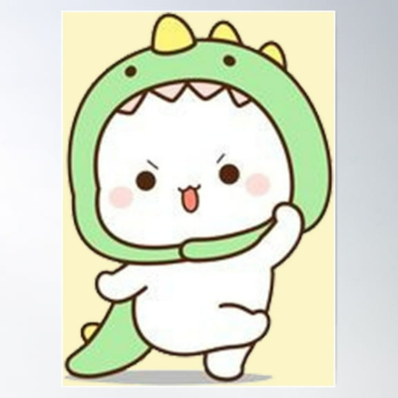 Cute Little Bubu In Dinosaur Pijama Poster Wall Art, Modern Wall Decor For Living Room Bedroom, 16x24 UNFRAMED