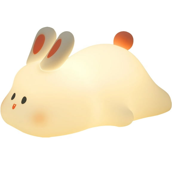 Cute Little Bunny Night Light Children Night Lamp LED Squishy Animal Novelty Lamp Light up for Kids Great Gift with Timer 3 Level Dimmable Nursery Nightlight Rechargeable Bedside Touch Lamp