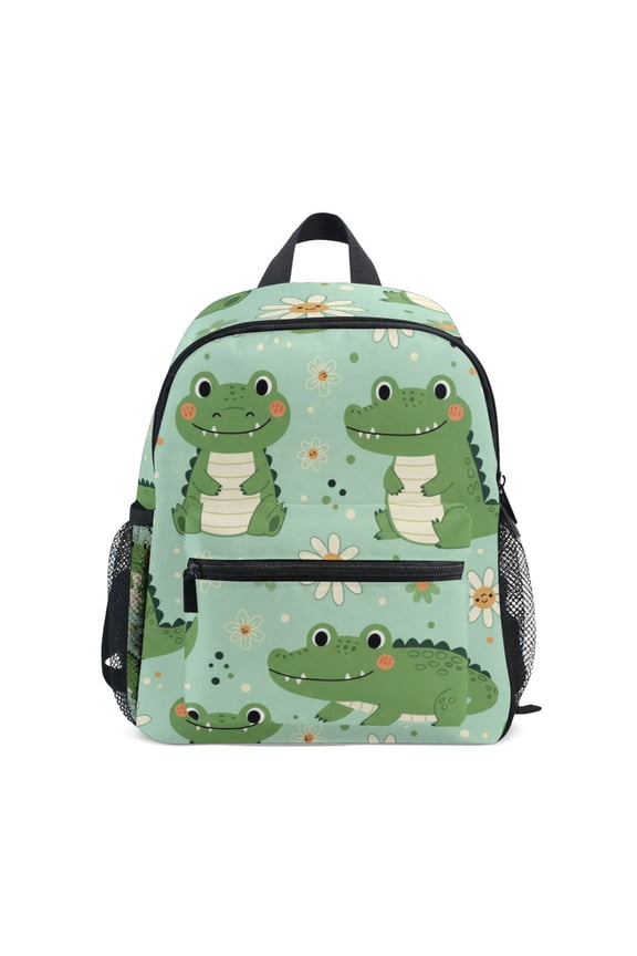 Cute Little Cartoon Crocodile Mini Backpack Cute Small Backpack with Chest Strap and Whistle Ages 3-8