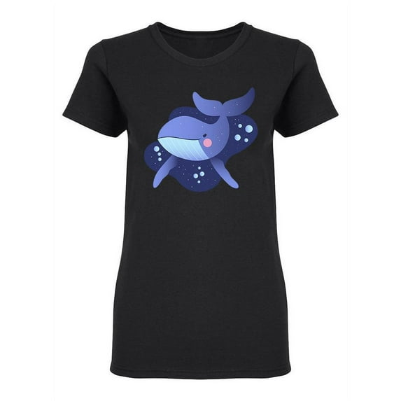 Cute Little Cartoony Whale Shaped T-Shirt Women -Image by Shutterstock, Female Large