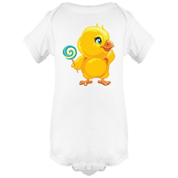 Cute Little Chick Holding Candy Bodysuit Infant -Image by Shutterstock, Newborn