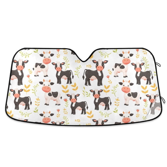 Cute Little Cow Car Windshield Sun Shade Foldable Car Front Window Visor Heat and UV Protection 53x23.5