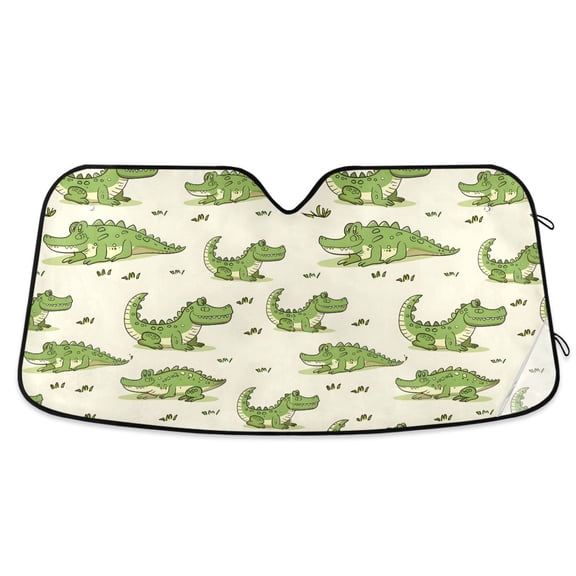 Cute Little Crocodile Car Windshield Sun Shade Foldable Car Front Window Visor Heat and UV Protection 55x27.6