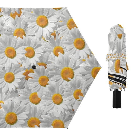 Cute Little Daisies Compact Sun Umbrella Windproof Travel Umbrellas for Rain Strong Portable UV Protection