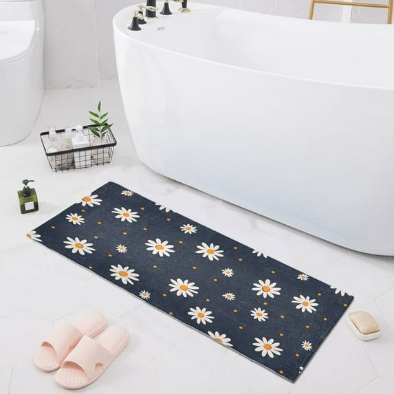Cute Little Daisy Bath Mat 39x20 Non-Slip Bathroom Rugs Absorbent Soft Plush Quick Dry for Tub Shower Kitchen Home Decor