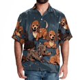 Cute Little Dog Mens Casual Button Down Shirts Short Sleeve Shirts
