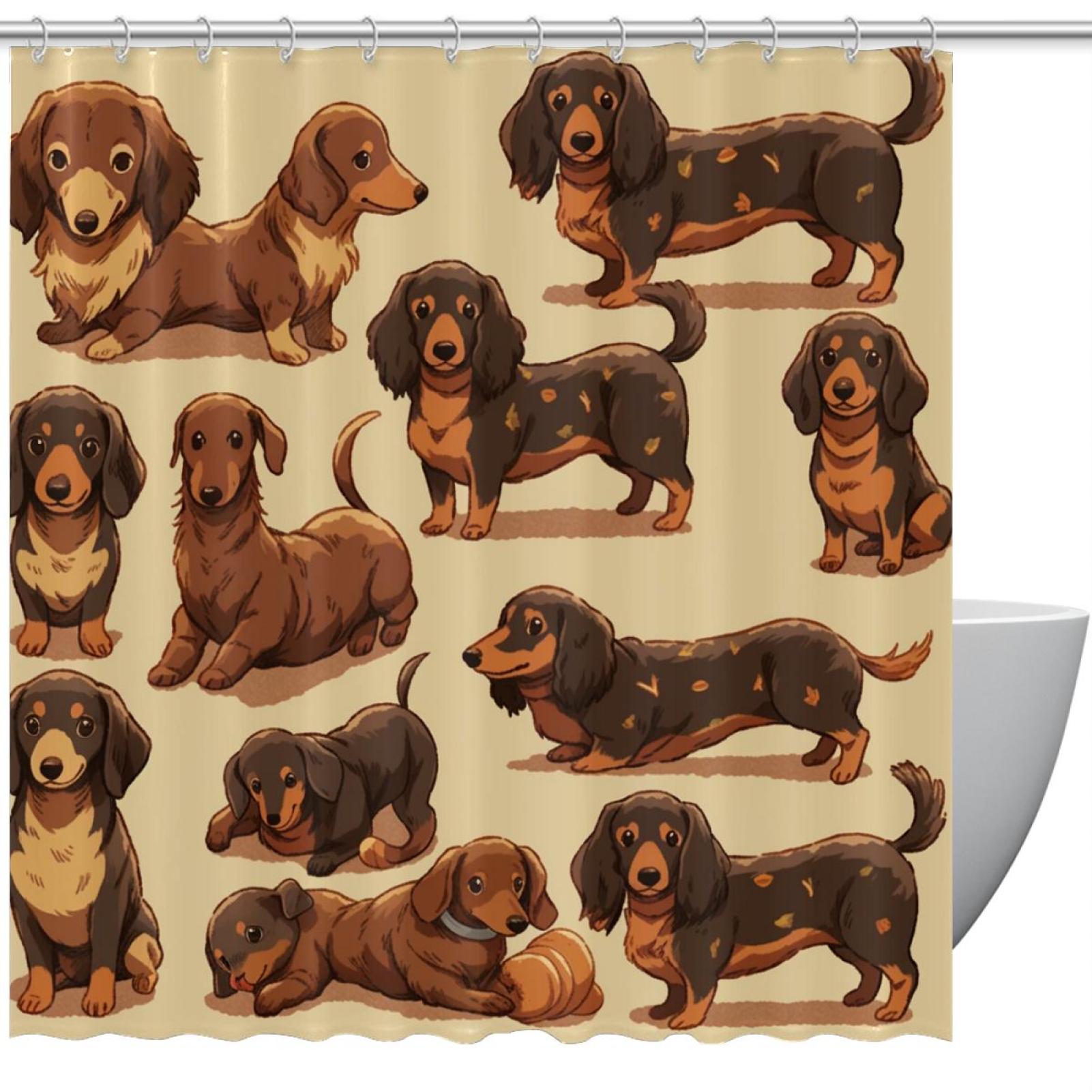 Cute Little Dog Shower Curtain for Bathroom, Aesthetics Patterns