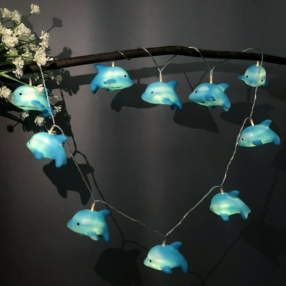 Cute Little Dolphin Night Light Battery Powered LED Dolphin String Lights for Beach Party Christmas Children Kids Bedroom Decoration