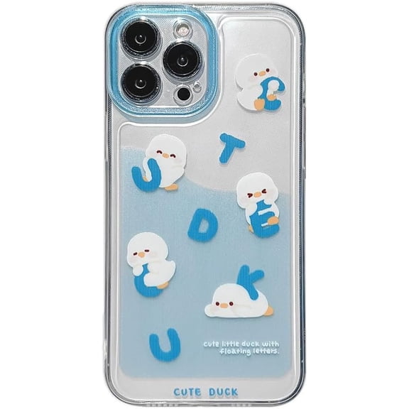 Cute Little Ducks with Floating Letters Clear Soft  for iPhone Case (Clear,iPhone 15 Plus)