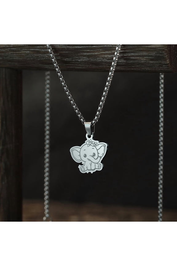 Cute Little Elephant Necklace Lucky Pendant Choker Men Punk Necklace for Women Stainless Steel Keel Chains Antioxidant Jewelry Gifts