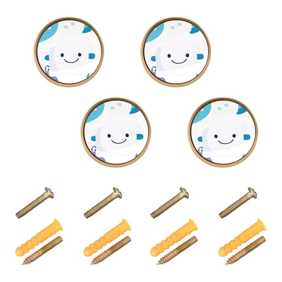 Cute Little Fish Cabinet Furniture Knobs Drawer Metal Pulls 1.26in Acrylic Zinc Alloy Dual Screw Set